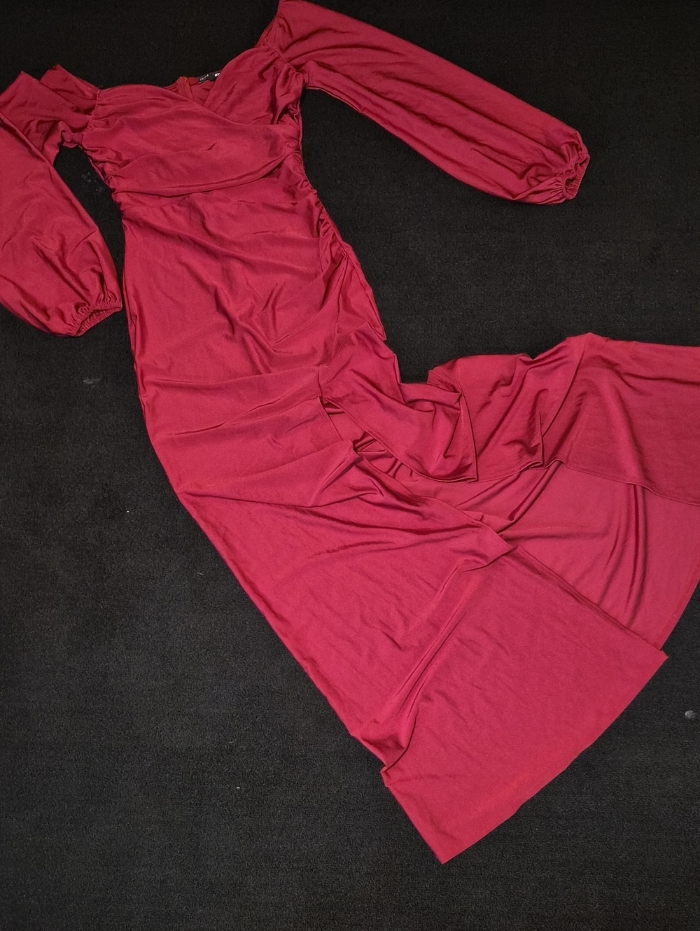 Wine Red Long Sleeve Maxi